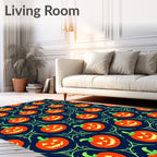 Spooky Orange Jack O Lantern Vines Rug