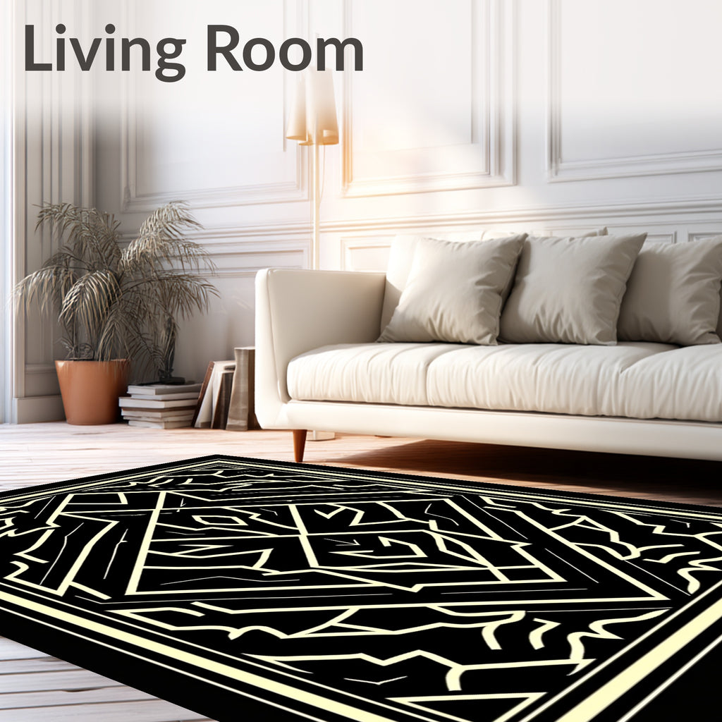 Geometric Golden Art Deco Diamond Rug