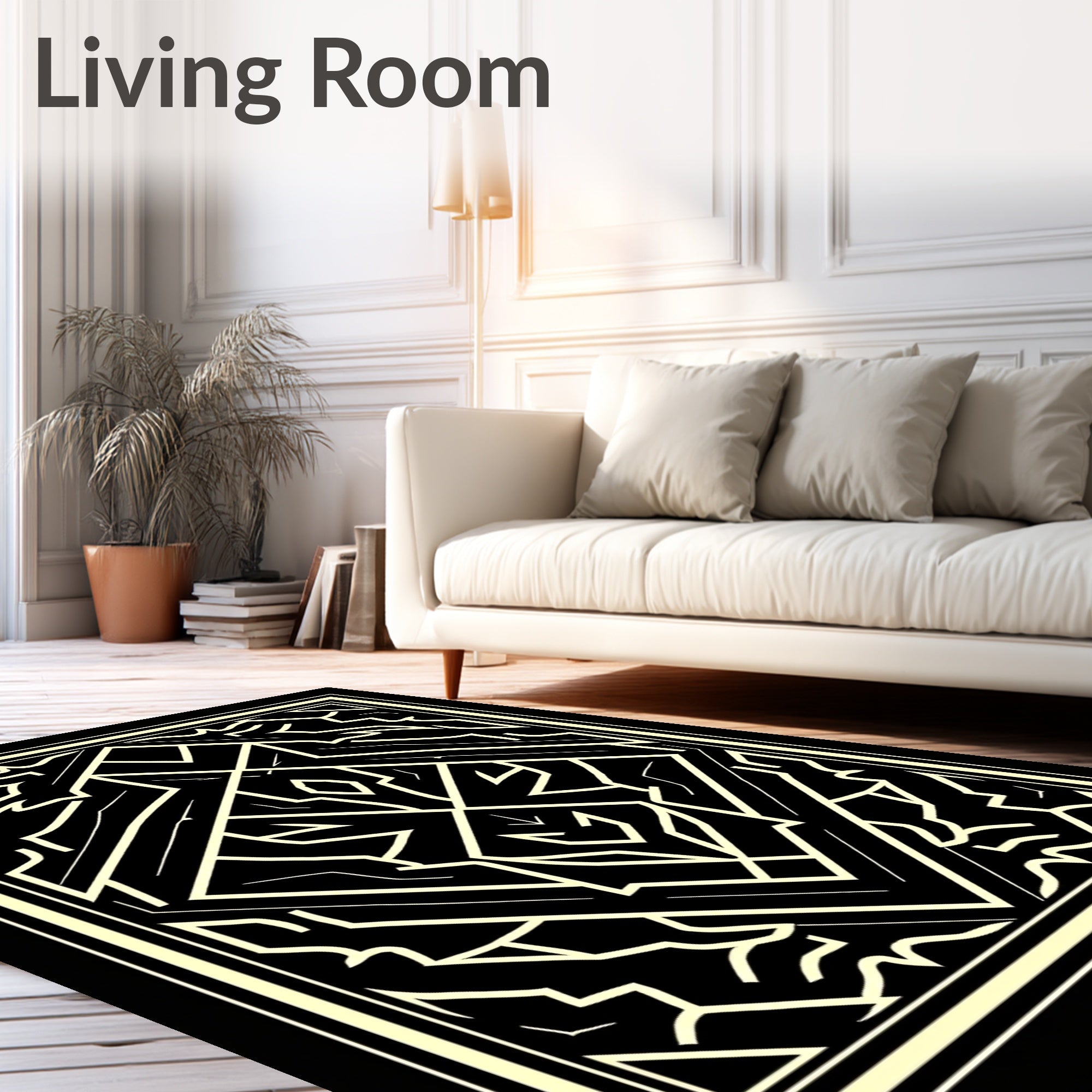 Geometric Golden Art Deco Diamond Rug
