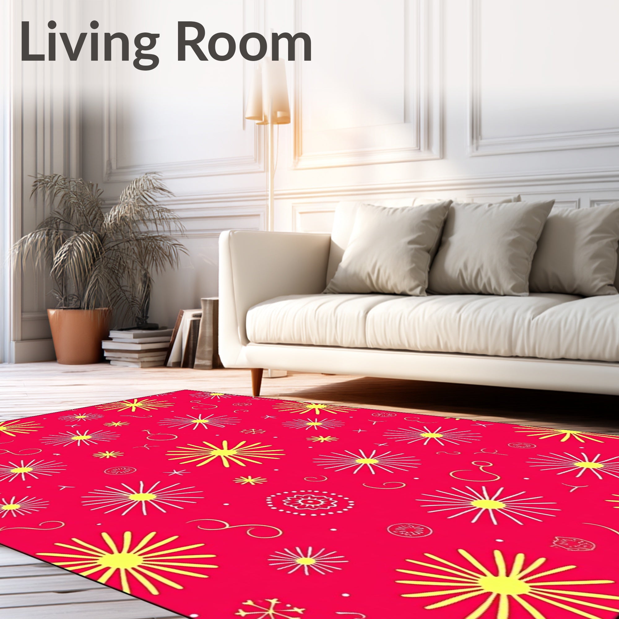 Vibrant Yellow Sunburst Floral Fiesta Rug