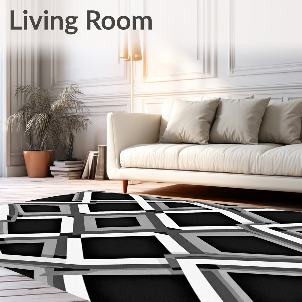 Monochromatic Diamond Interlock Geometric Rug
