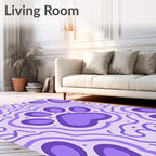 Purple Paw Print Swirls Rug
