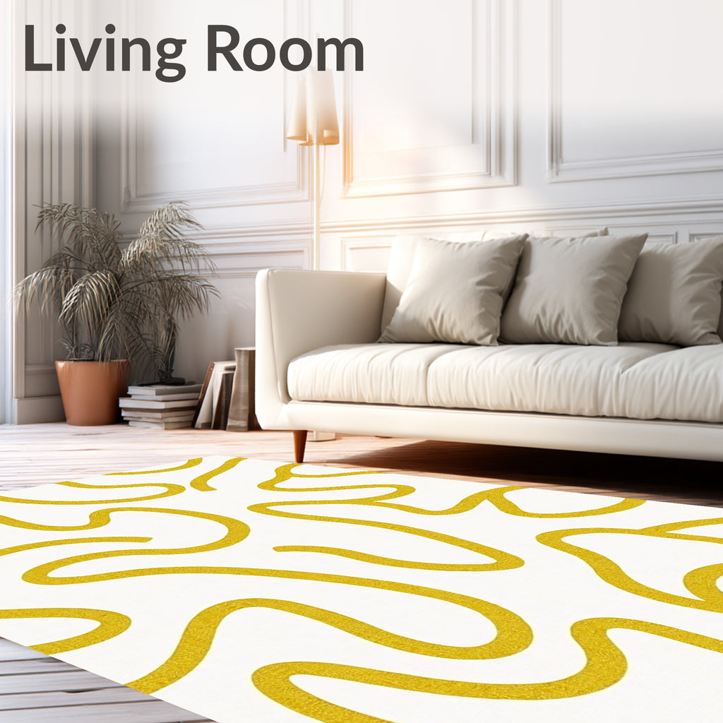 Golden White Organic Swirl Rug