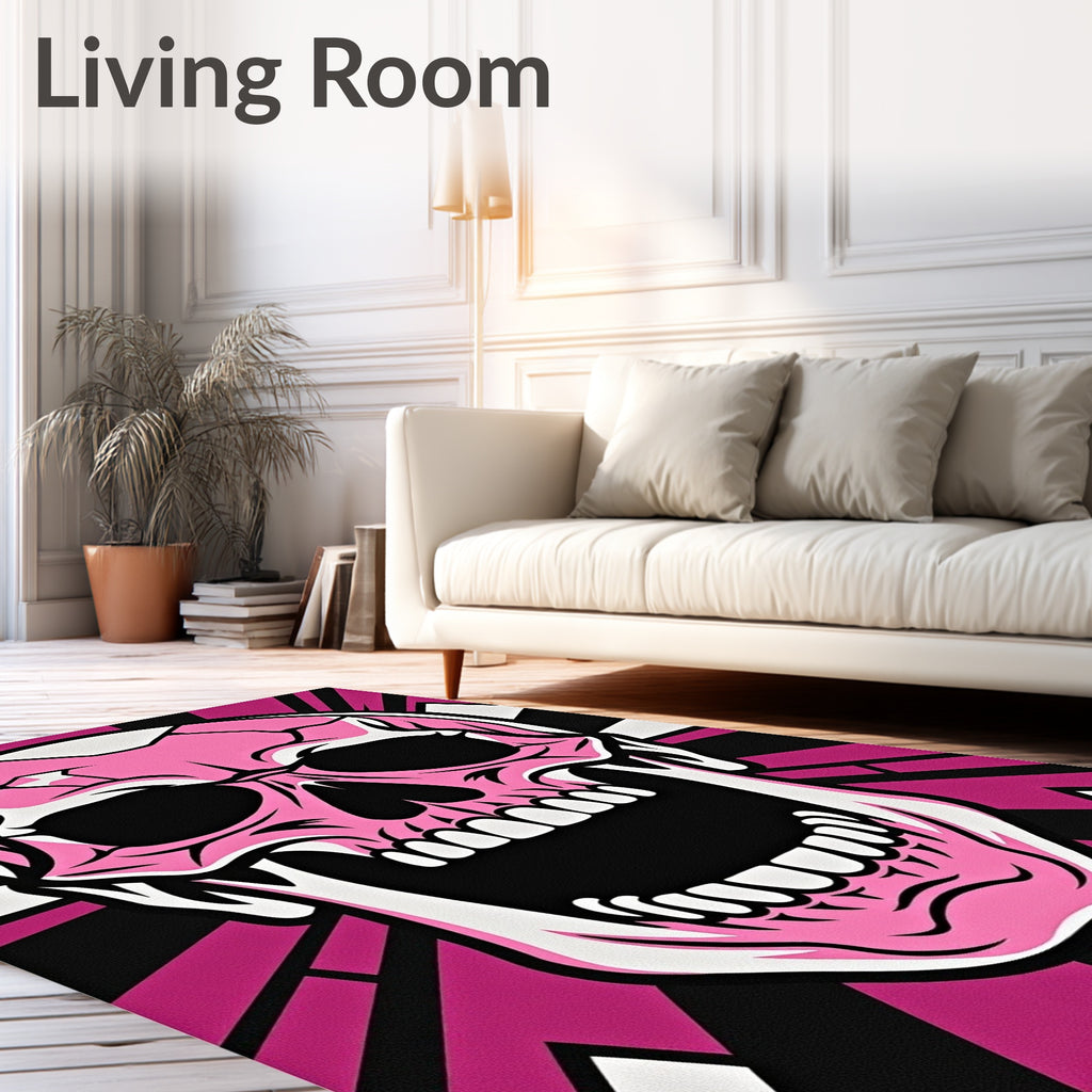Pink Skull Burst Graphic Rug