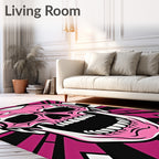 Pink Skull Burst Graphic Rug