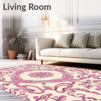 Vintage Pink Floral Damask Rug