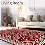 Crimson Cream Labyrinth Art Rug