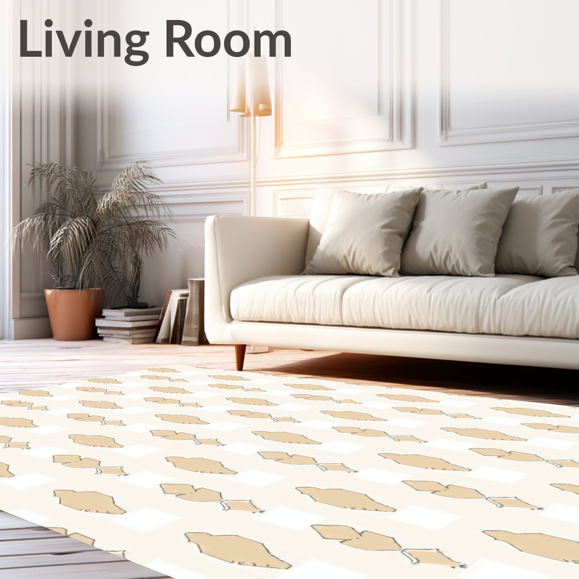 Neutral Tan Organic Cell Repeating Rug