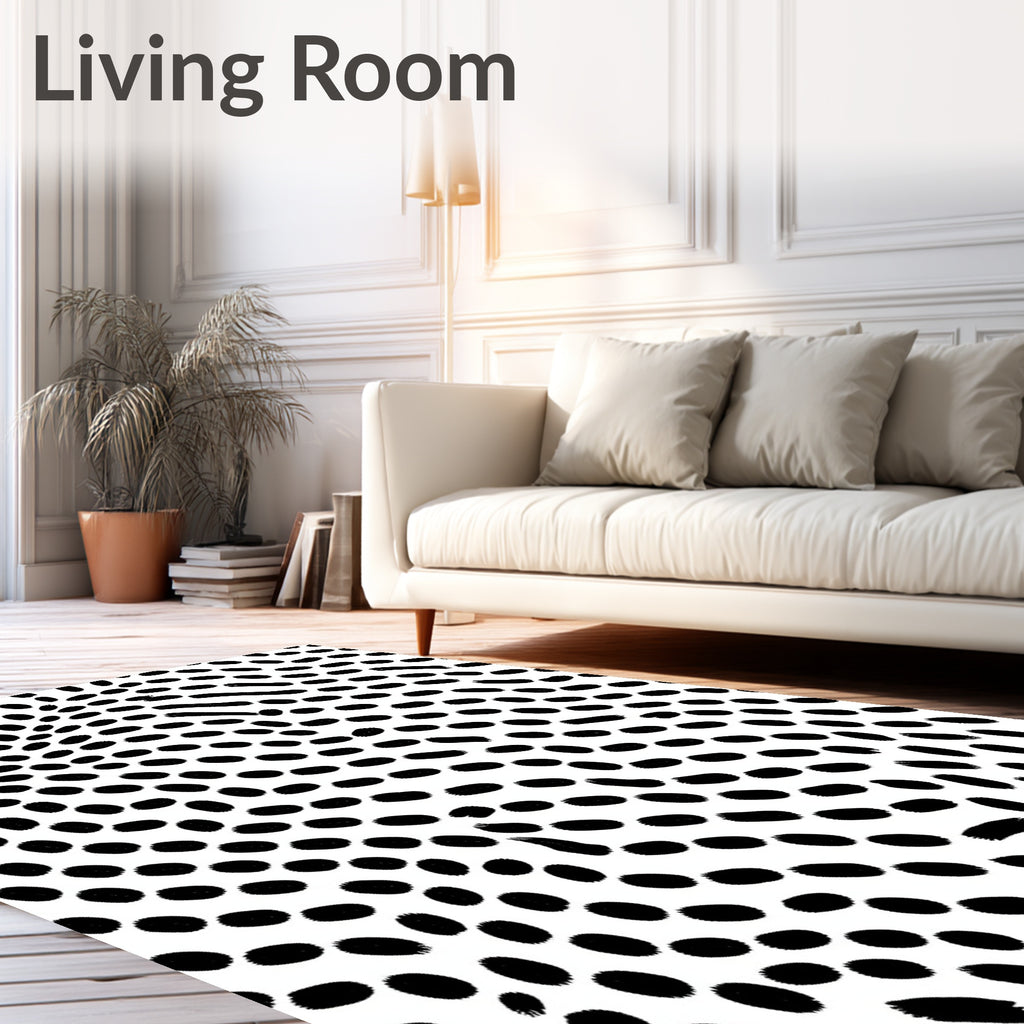 Black White Dotted Organic Wave Rug