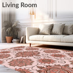 Terra Cotta Floral Medallion Scrolls Rug