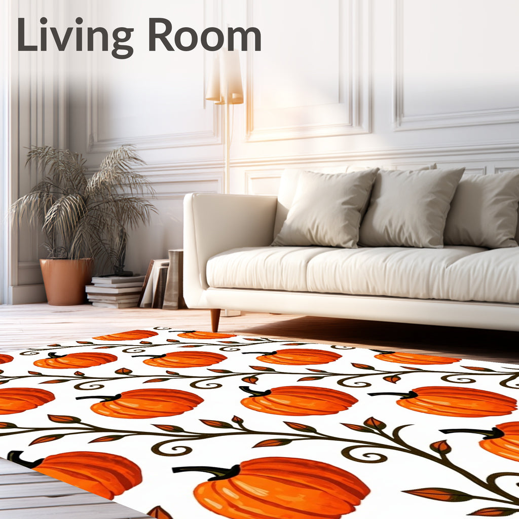 Vibrant Orange Pumpkin Autumn Garland Rug