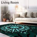 Emerald Teal Radiant Starburst Mandala Rug