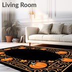Autumn Orange Pumpkin Scroll Border Rug