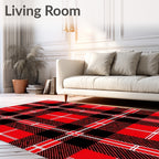 Classic Red Black Plaid Check Rug