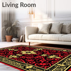 Bold Red Yellow Floral Jacobean Rug