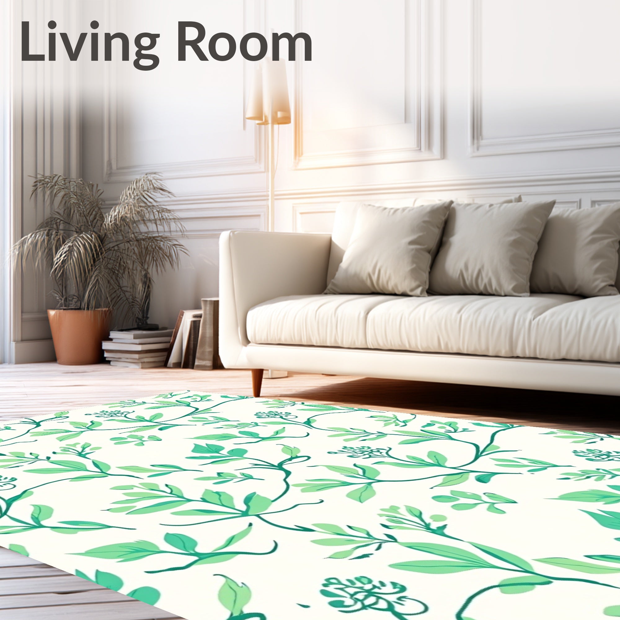 Vineyard Green Leafy Twig Rug