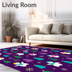 Playful Snowmen Forest Winter Scene Rug