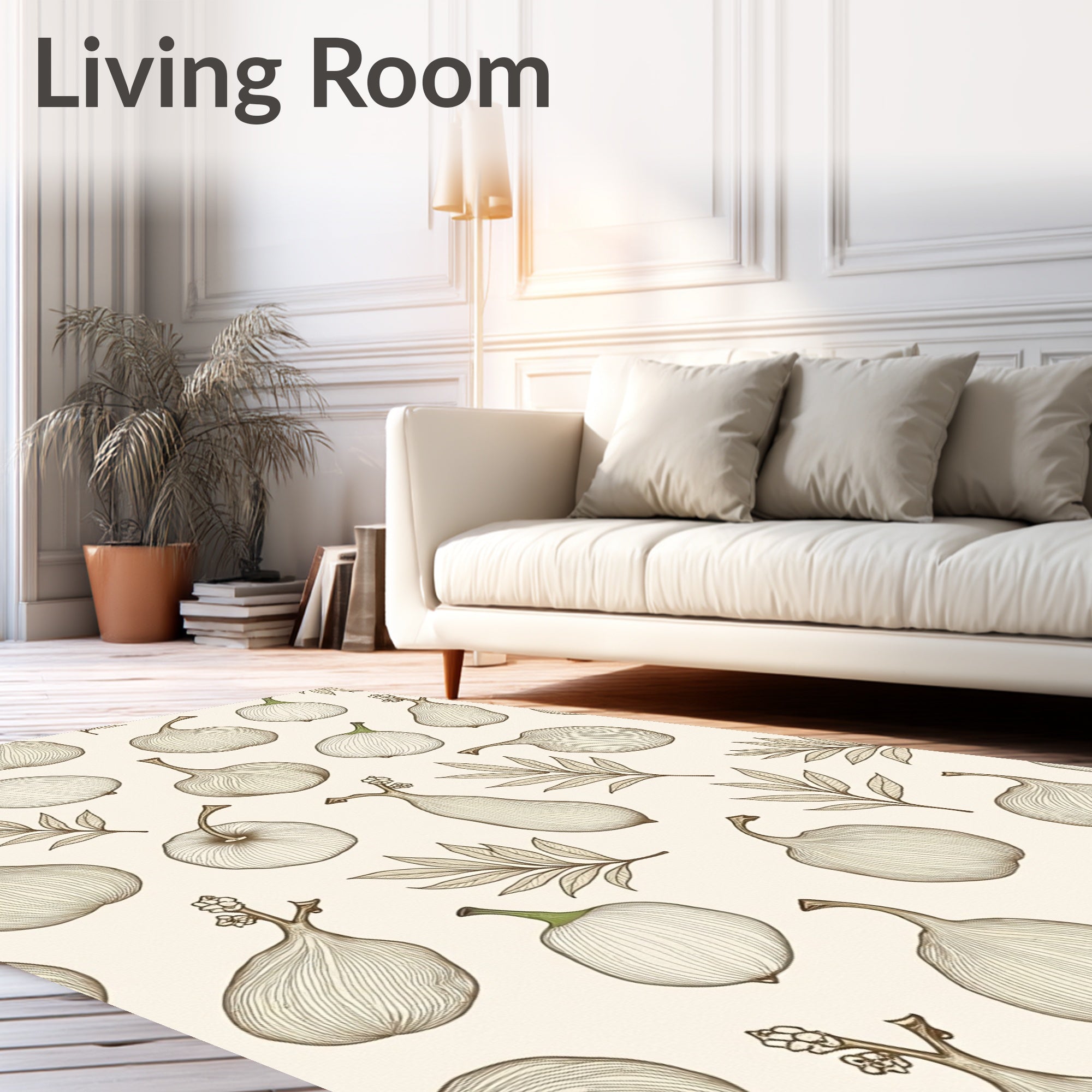 Botanical Outline Almond Cream Rug