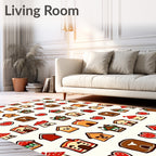 Whimsical Village Heart Motif Rug