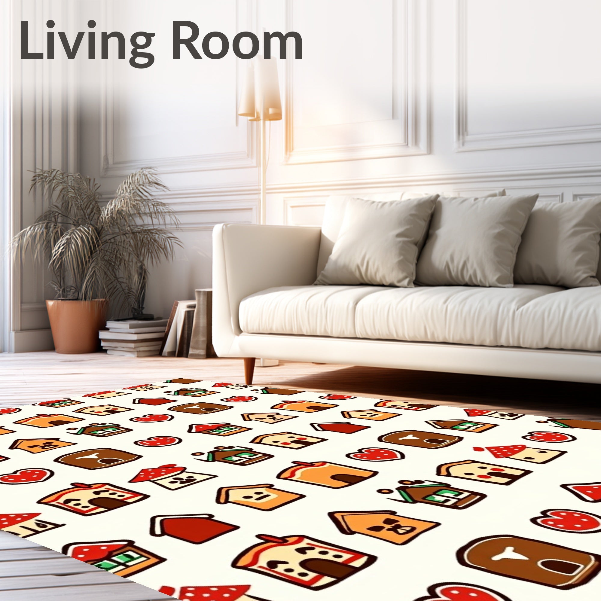 Whimsical Village Heart Motif Rug