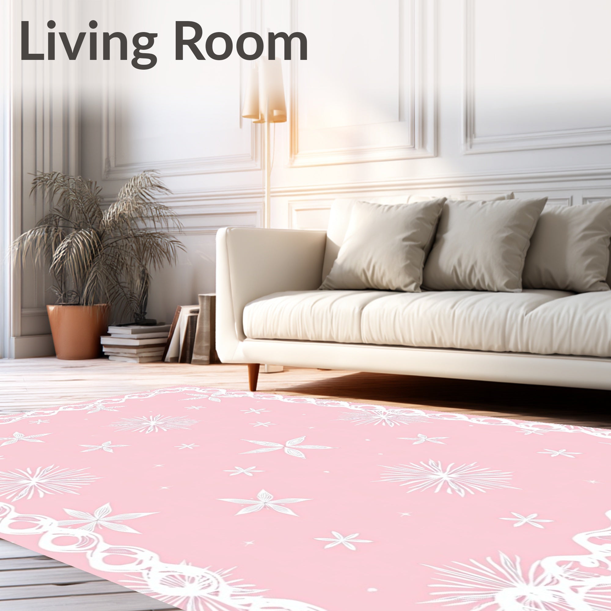 Blush Pink Starburst Lace Frame Rug
