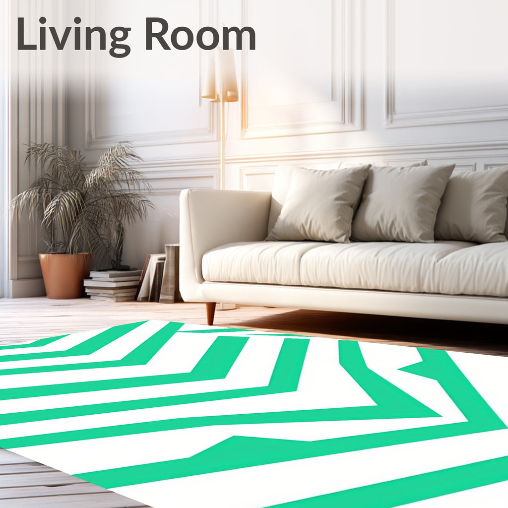 Bright Teal Chevron Graphic Rug