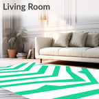 Bright Teal Chevron Graphic Rug
