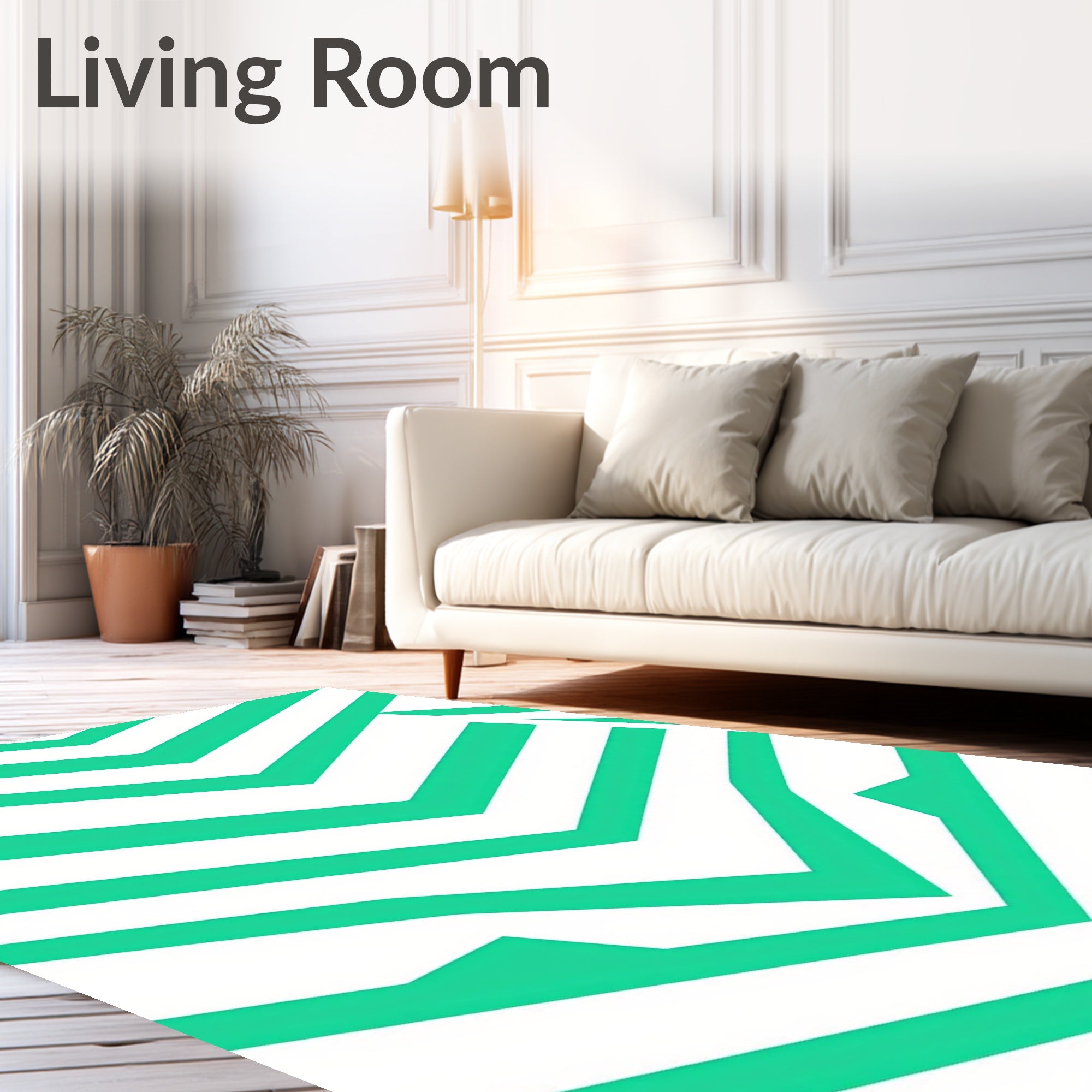 Bright Teal Chevron Graphic Rug