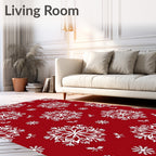 Crimson Snowflake Bloom Rug