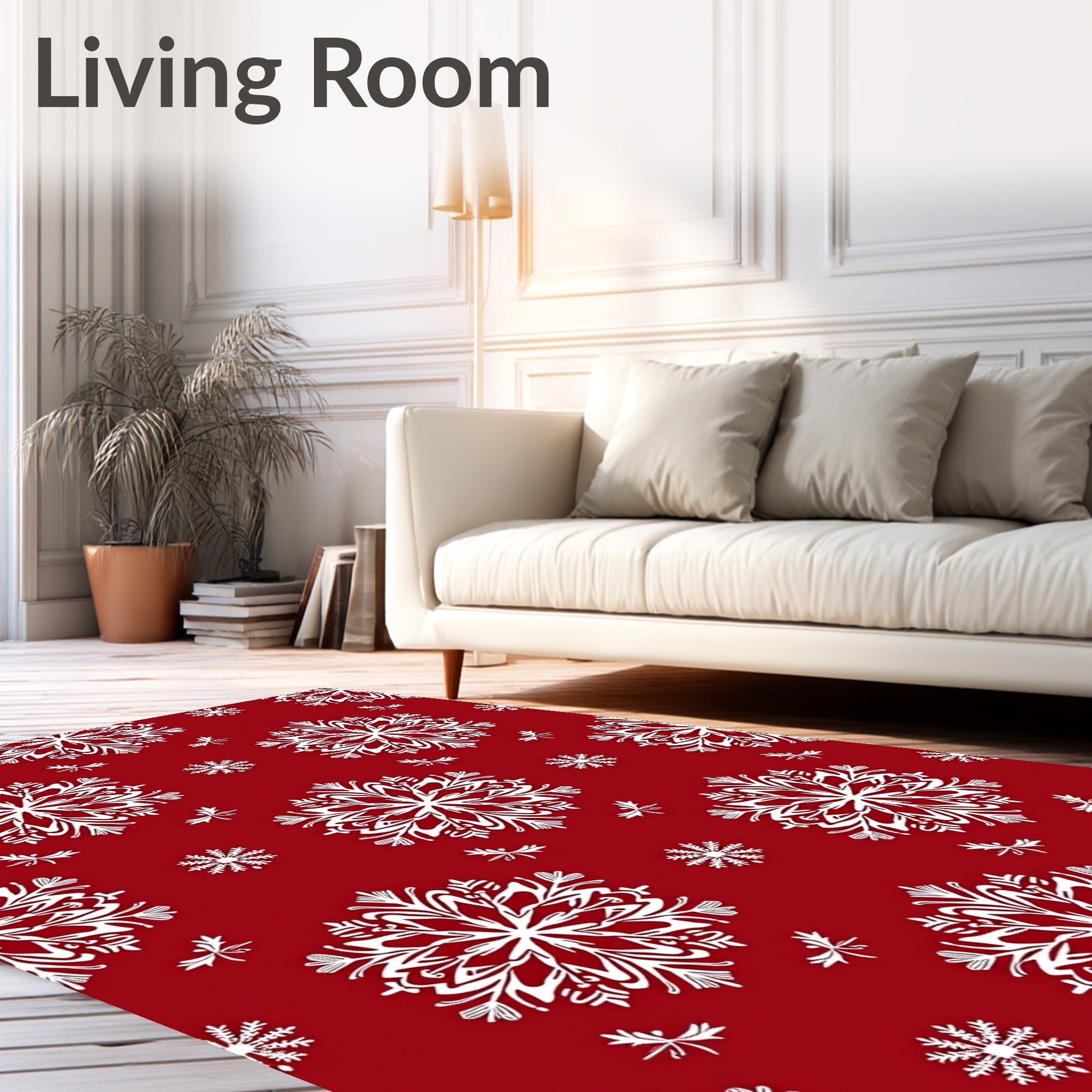 Crimson Snowflake Bloom Rug