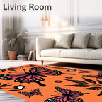 Whimsical Butterfly Garden Orange Rug