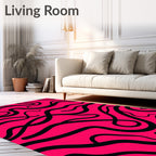Vibrant Black Swirl Hot Pink Rug