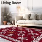 Rich Red Snowflake Winter Harmony Rug