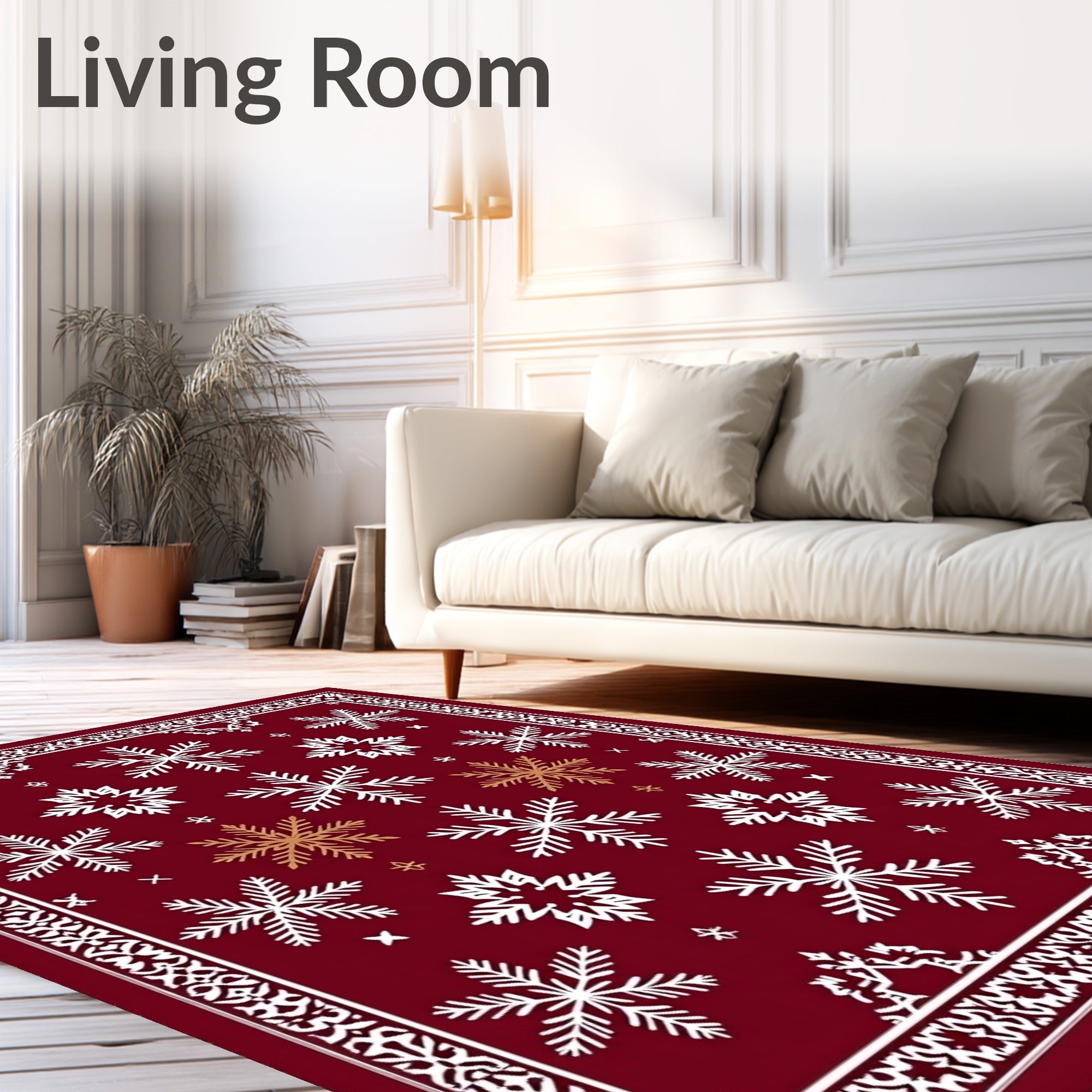 Rich Red Snowflake Winter Harmony Rug