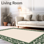 Ornate Green Art Nouveau Border Rug