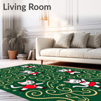 Festive Green Cat Swirl Holiday Rug