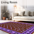 Rich Brown Lavender Ornamental Scroll Rug