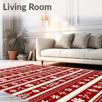 Crimson Ivory Folk Floral Stripe Rug