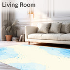 Pale Blue Abstract Watercolor Splatter Rug