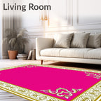 Vibrant Magenta Floral Border Rug