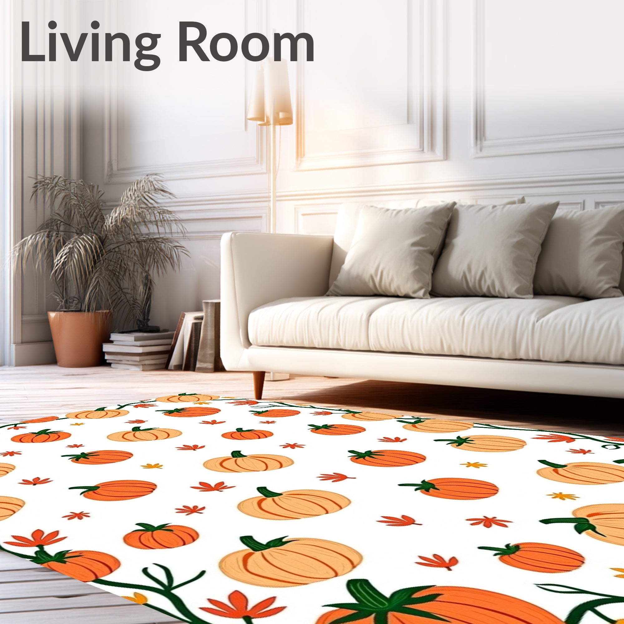 Autumn Pumpkin Patch Vine Art Rug