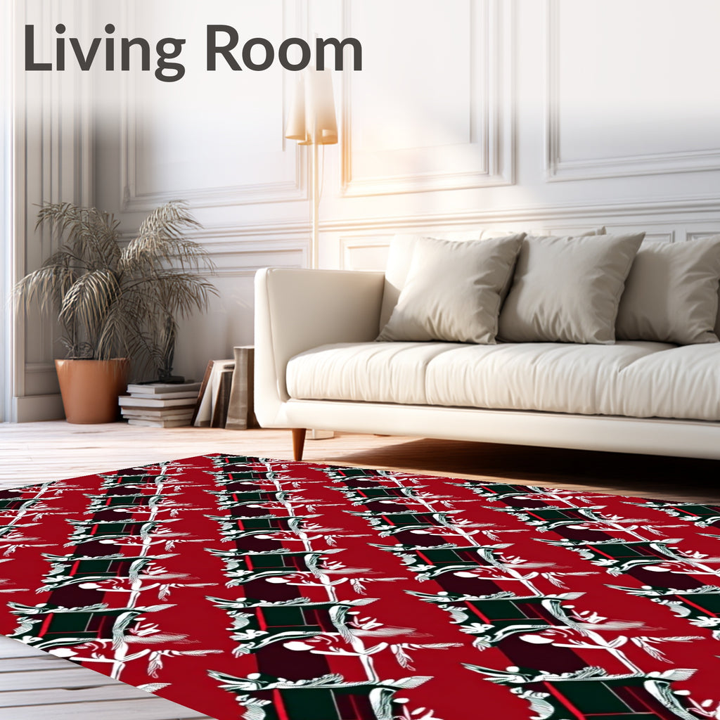Crimson and Emerald Lattice Floral Rug