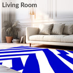 Bold Blue Diagonal Stripe Rug