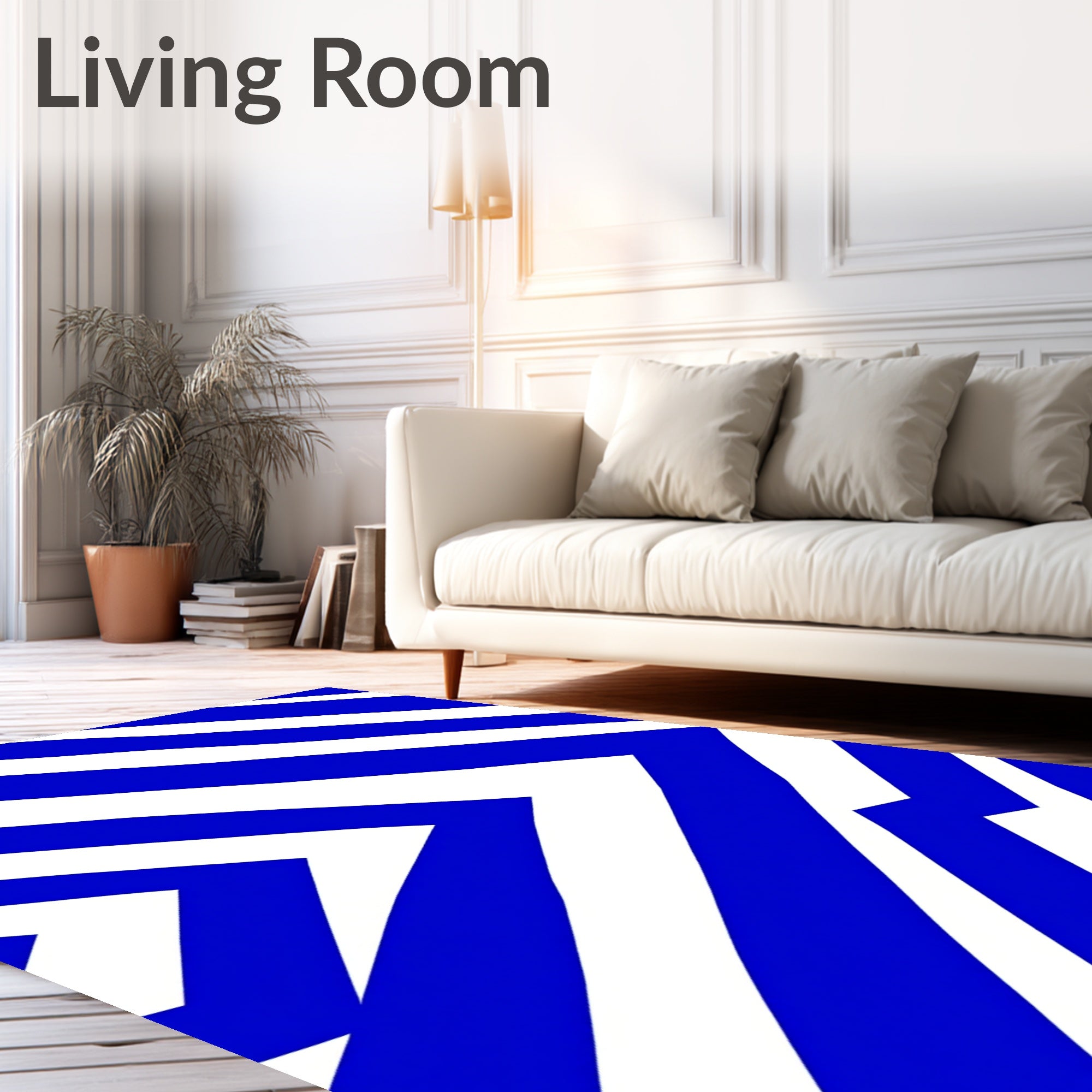 Bold Blue Diagonal Stripe Rug