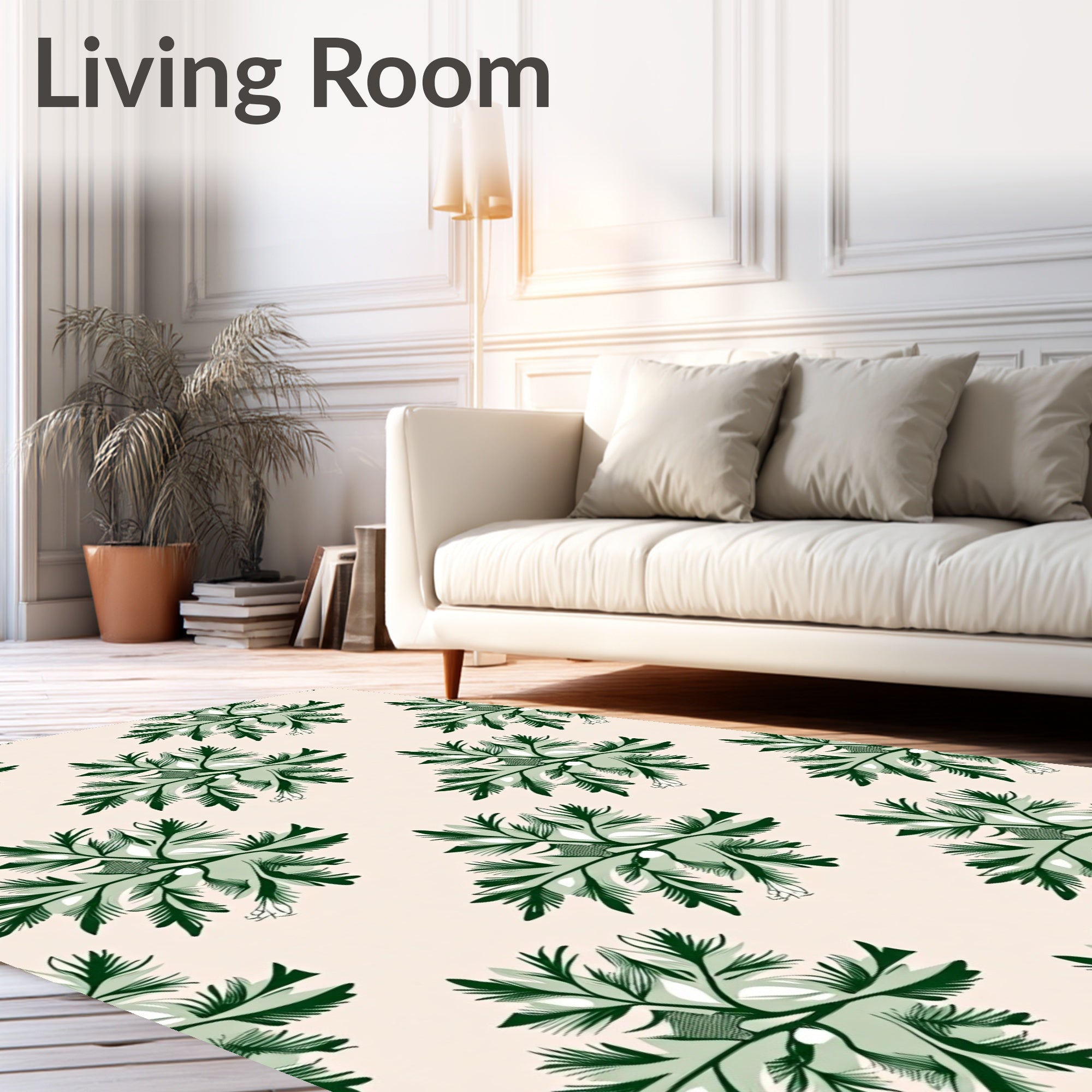 Emerald Green Fern Botanical Repeat Rug