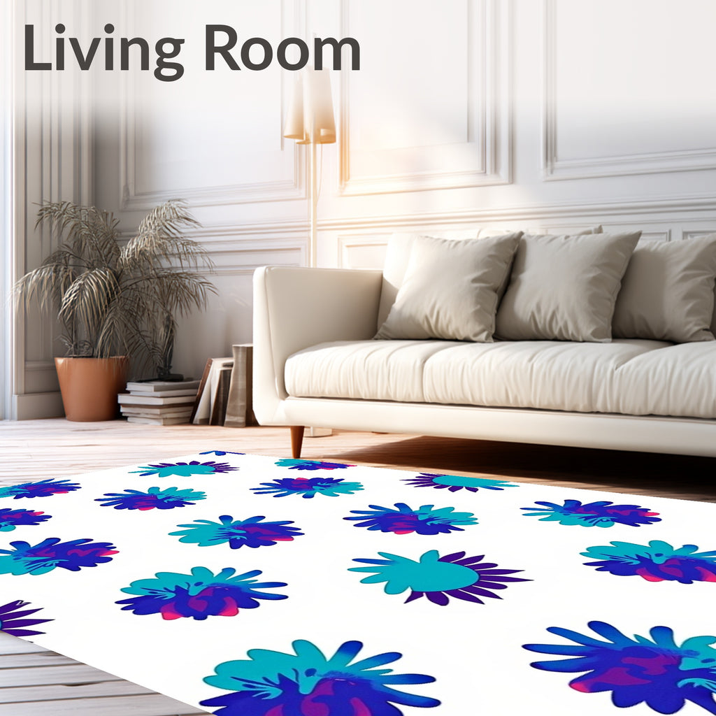 Abstract Teal Cobalt Starbursts Rug