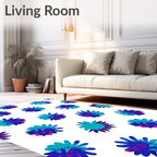 Abstract Teal Cobalt Starbursts Rug