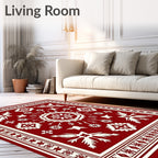 Crimson and Cream Mandala Flourish Rug