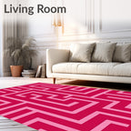 Crimson Pink Maze Geometric Rug