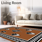 Rich Brown Botanical Leaf Arrangement Rug